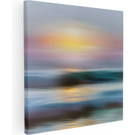 Artaza Canvas Schilderij Wazig Beeld van een Zonsondergang boven de Oceaan - 60x60 cm - Wanddecoratie Woonkamer - Schilderijen - Muurdecoratie
