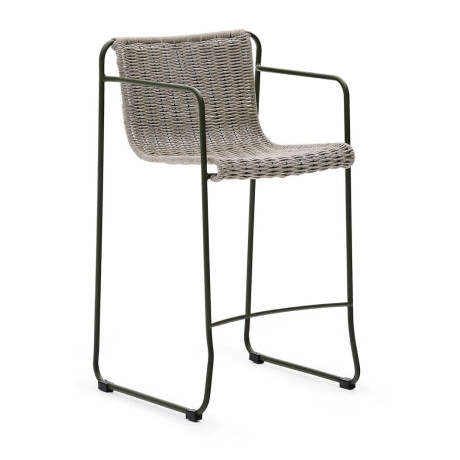 Kave Home Outdoor Barkruk 'Maurina' Touw en staal, kleur Grijs (zithoogte 65cm)