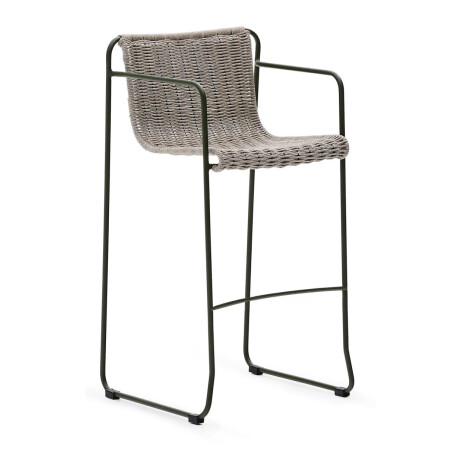 Kave Home Outdoor Barkruk 'Maurina' Touw en staal, kleur Grijs (zithoogte 75cm)