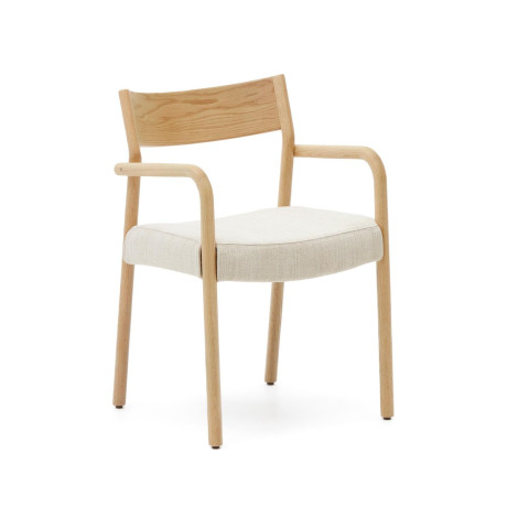 Kave Home Eetkamerstoel 'Falconera' Eikenhout en chenille, kleur Naturel