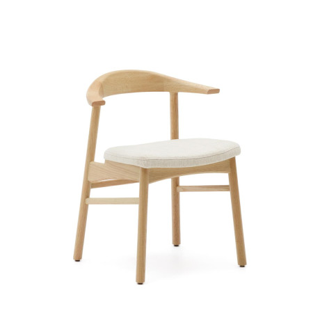 Kave Home Eetkamerstoel 'Timons' Eikenhout en chenille, kleur Naturel
