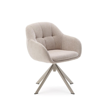 Kave Home Draaibare Eetkamerstoel 'Dorina' Chenille, kleur Beige