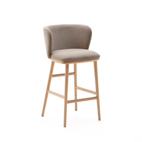 Kave Home Barkruk 'Ciselia' Chenille, kleur Bruin (zithoogte 65cm)