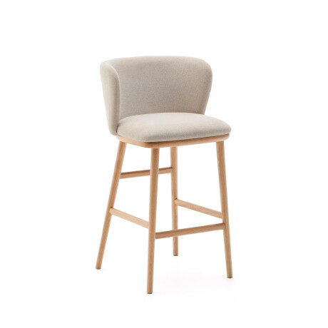 Kave Home Barkruk 'Ciselia' Chenille, kleur Beige (zithoogte 65cm)