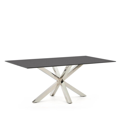 Kave Home Eettafel 'Argo' Glas, 200 x 100cm, kleur Zwart