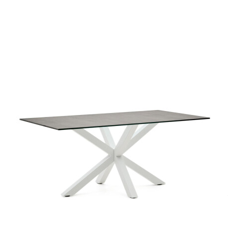Kave Home Eettafel 'Argo' Iron Moss Keramiek, 160 x 90cm, kleur Wit
