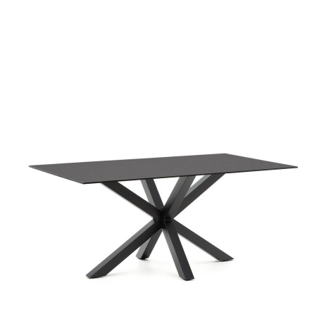 Kave Home Eettafel 'Argo' Glas, 160 x 90cm, kleur Zwart