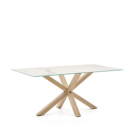 Kave Home Eettafel 'Argo' Keramiek, 160 x 90cm, kleur Wit/Naturel