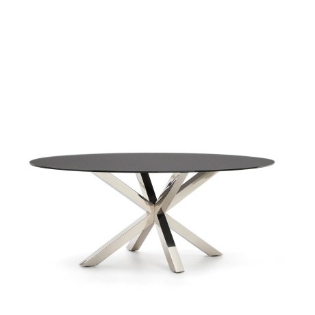 Kave Home Ovale Eettafel 'Argo' Glas, 200 x 100cm, kleur Zwart