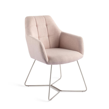 Jesper Home Eetkamerstoel 'Noto' Beehive Steel, kleur Petal Pink