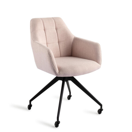 Jesper Home Draaibare Eetkamerstoel 'Noto' Caster Black, kleur Petal Pink