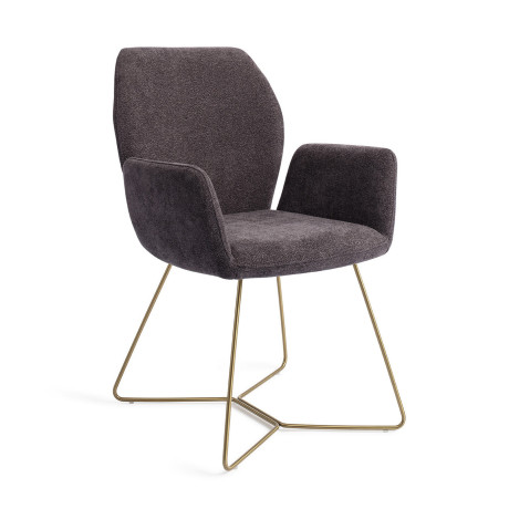 Jesper Home Eetkamerstoel 'Misaki' Beehive Gold, kleur Almost Black