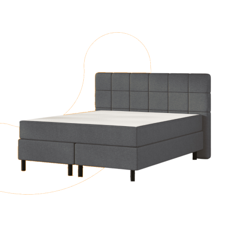 Emma Deluxe Boxspring 200x200 - Donkergrijs - Elegant Hoofdboord - Zwart Eiken