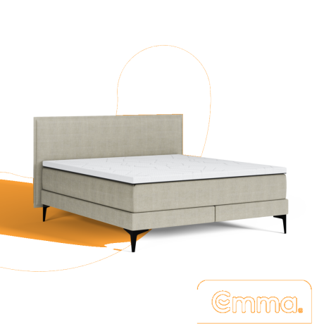 Emma Signature Boxspring Bed 140x200 - Terracotta - Strepen Hoofdbord - Beukenhout Pootjes