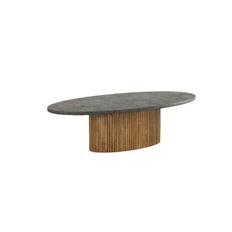 Tower Living Ovale Salontafel 'Palazzo' Teakhout en mineraal stucwerk, 130 x 75cm