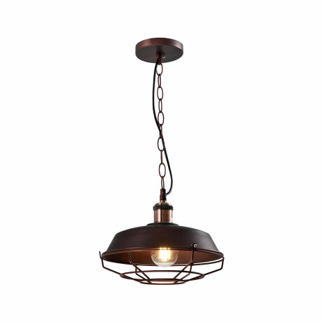 QUVIO Hanglamp industrieel - Fabriekslamp koper - D 26 cm - Roestbruin
