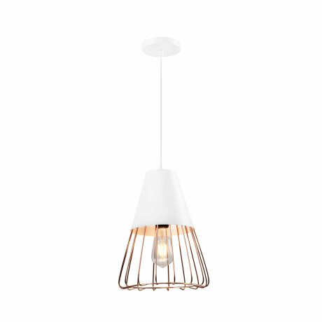QUVIO Hanglamp industrieel - Rose gold staaldraad - D 26 cm - Wit