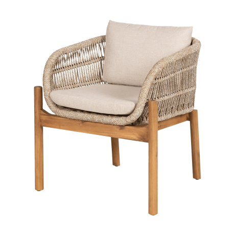 Teresa houten tuinstoel beige - met zitkussens