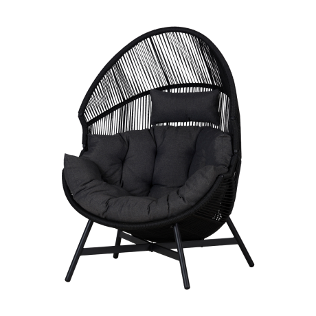 Ayla rattan tuin loungestoel zwart