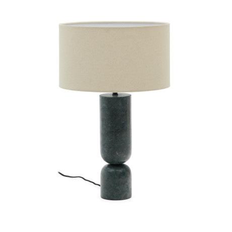 Kave Home Tafellamp 'Vex' Marmer en linnen, 57cm, kleur Beige/Donkergroen
