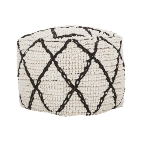 MUST Living Poef 'Princess' 40cm, kleur Wit / Zwart