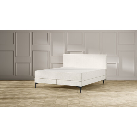 Emma Signature Boxspring Bed 160x200 - Beige - Effen Hoofdbord - Zwart metaal Pootjes