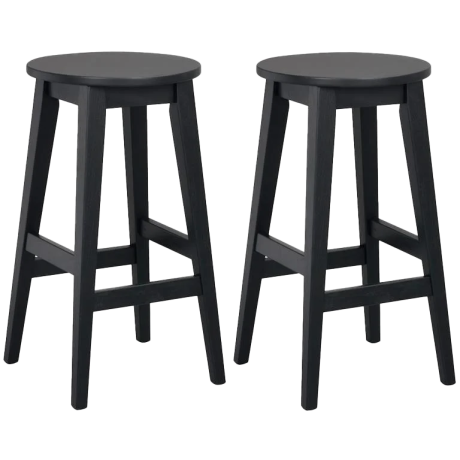 Austin houten barkruk zwart - 65 cm - Set van 2
