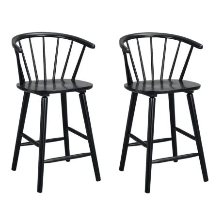 Carmen houten spijlen barkruk zwart - 65 cm - set van 2