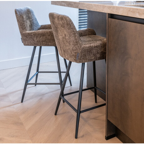 Richmond Draaibare Barstoel 'Linsey' Chenille, kleur Stone (zithoogte 68cm)