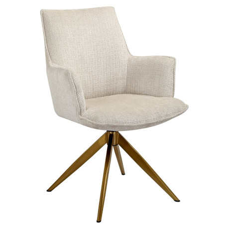 Richmond Draaibare Eetkamerstoel 'Dakota' Met armleuning, Chenille, kleur Beige