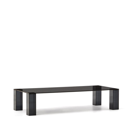 Kave Home Salontafel 'Adularia' Glas, 140 x 60cm, kleur Donkergrijs