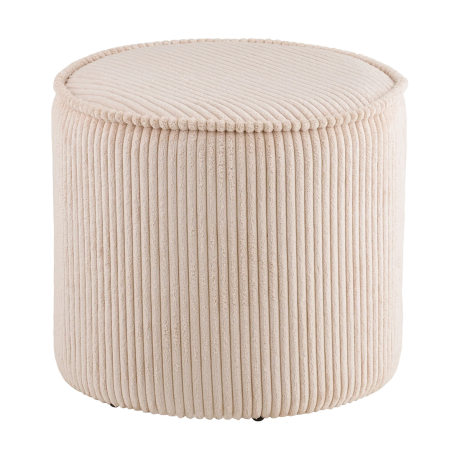 Talia ribstof poef beige - Ø40