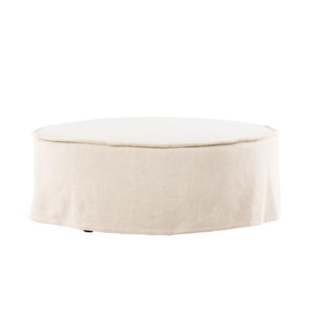 Odette ronde linnen poef beige - Ø 101 cm
