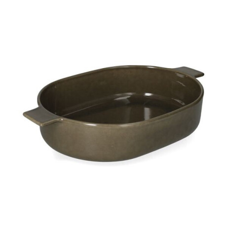 Ovenschaal, reactief glazuur, steengoed, olijfgroen, 35,5 x 22 cm