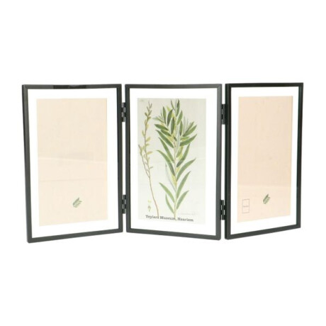 Fotolijstje drieluik, metaal, zwart, 3x 10 x 15 cm