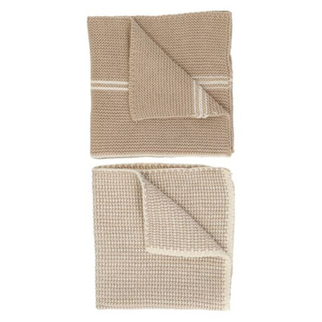 Vaatdoekjes, gebreid katoen, zand, 2 stuks, 25 x 25 cm