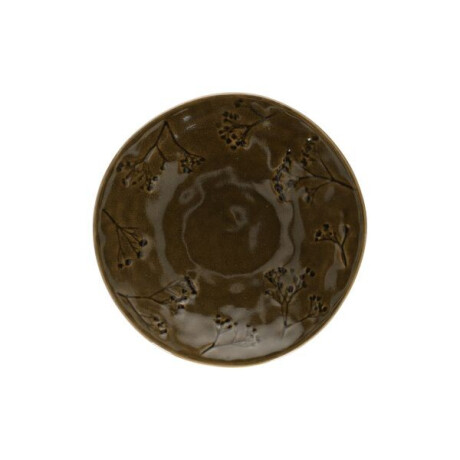 Gebaksbordje, steengoed, donkergroen,Ø17 X 2 cm