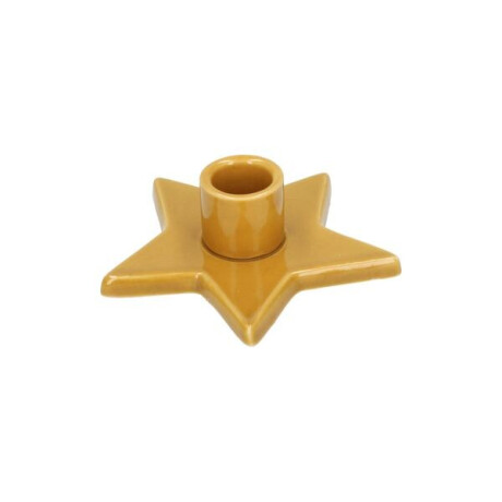 Kandelaar ster voor minikaars, porselein, oker