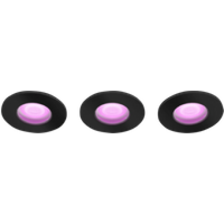 Philips Hue Xamento badkamer inbouwspot White and Color - Zwart - Rond 3-pack