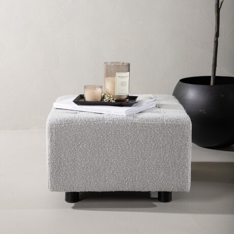 Nohr Hocker 'Deniz' Bouclé, kleur Lichtgrijs