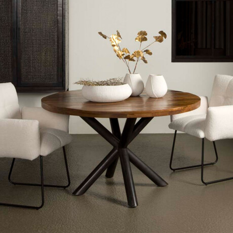 Tower Living Ronde Eettafel 'Selva' Mangohout, ø130cm, kleur Naturel