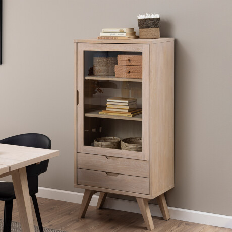 Bendt Vitrinekast 'Mads' 145 x 72cm, licht eikenfineer