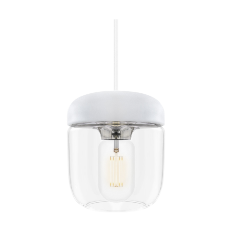 Acorn hanglamp wit met steel - met koordset wit - Ø 14 cm