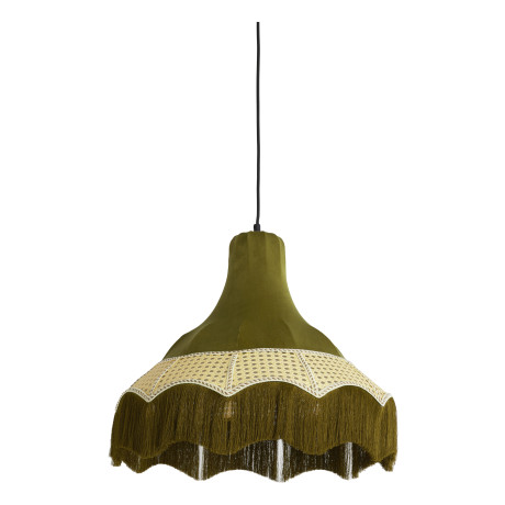 Light & Living Hanglamp 'Mizia' Velvet en webbing, 50cm, kleur Groen