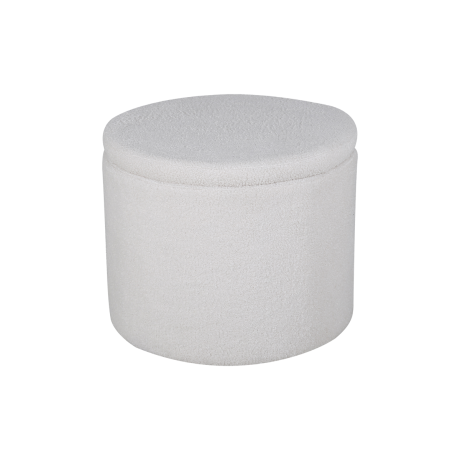 Amelia poef teddystof wit - met opbergruimte - Ø 51 cm