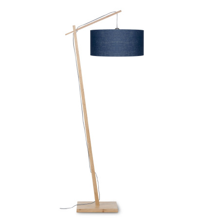 GOOD&MOJO Vloerlamp 'Andes' Bamboe en Eco linnen, 176cm, kleur Blauw