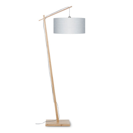 GOOD&MOJO Vloerlamp 'Andes' Bamboe en Eco linnen, 176cm, kleur Lichtgrijs