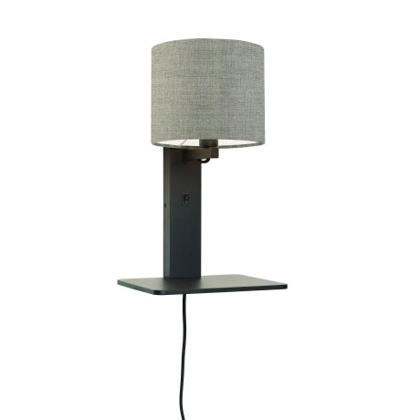 GOOD&MOJO Wandlamp 'Andes' Bamboe en Eco linnen, Met plank, kleur Donkerbeige