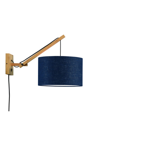 GOOD&MOJO Wandlamp 'Andes' Small, Bamboe en Eco linnen, kleur Denimblauw/Naturel