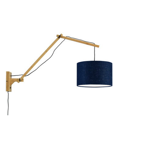 GOOD&MOJO Wandlamp 'Andes' Large, Bamboe en Eco linnen, kleur Denimblauw/Naturel